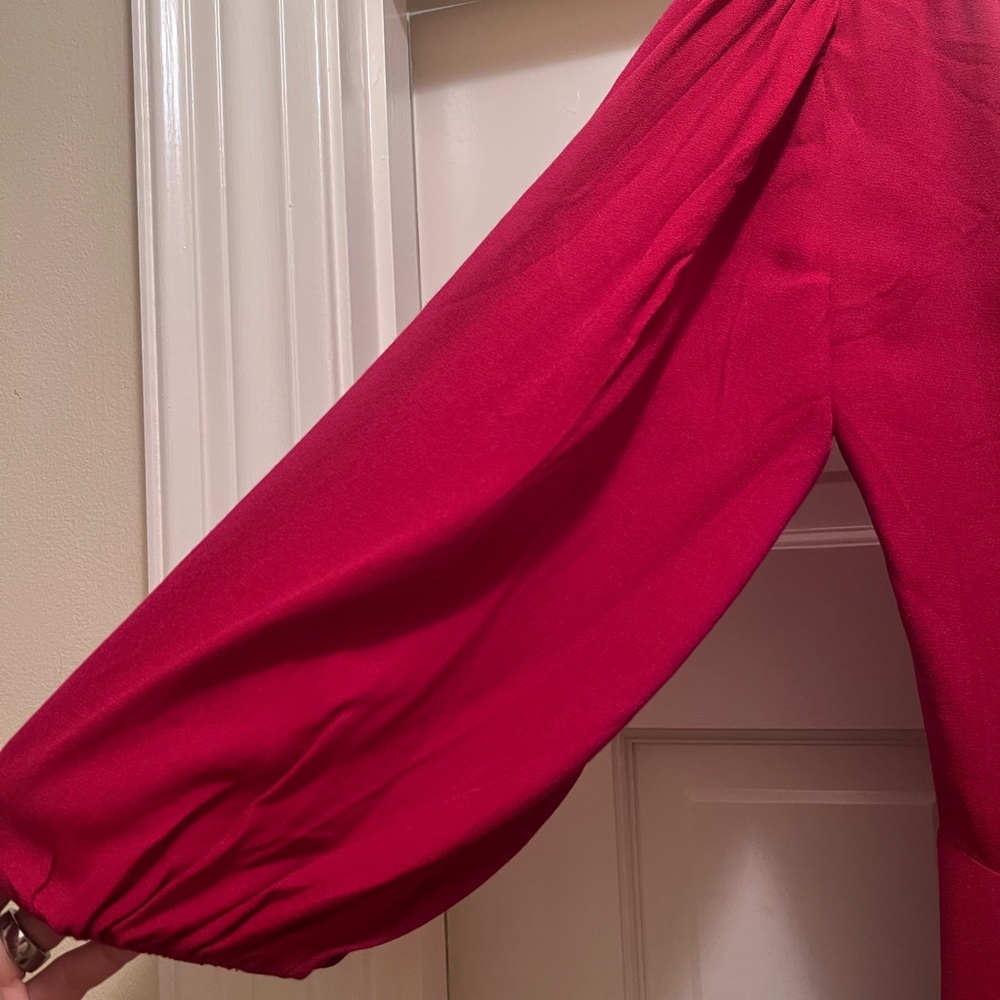 Reformation Red Lawrence One Shoulder High Slit MIDI Dress Sz 2 - Picture 8 of 10